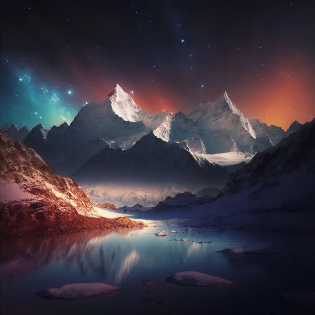 Bogdan9h himalaya mountains at down with aurora boreal realisti 2510e72d a8fd 4257 a302 230a3ac0afc7 2