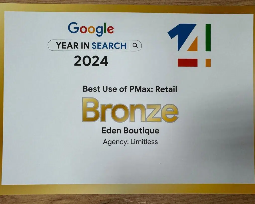 premiu agentie limitless 2024 - premiu acordat de Google pentru excelenta in publicitate si digital marketing