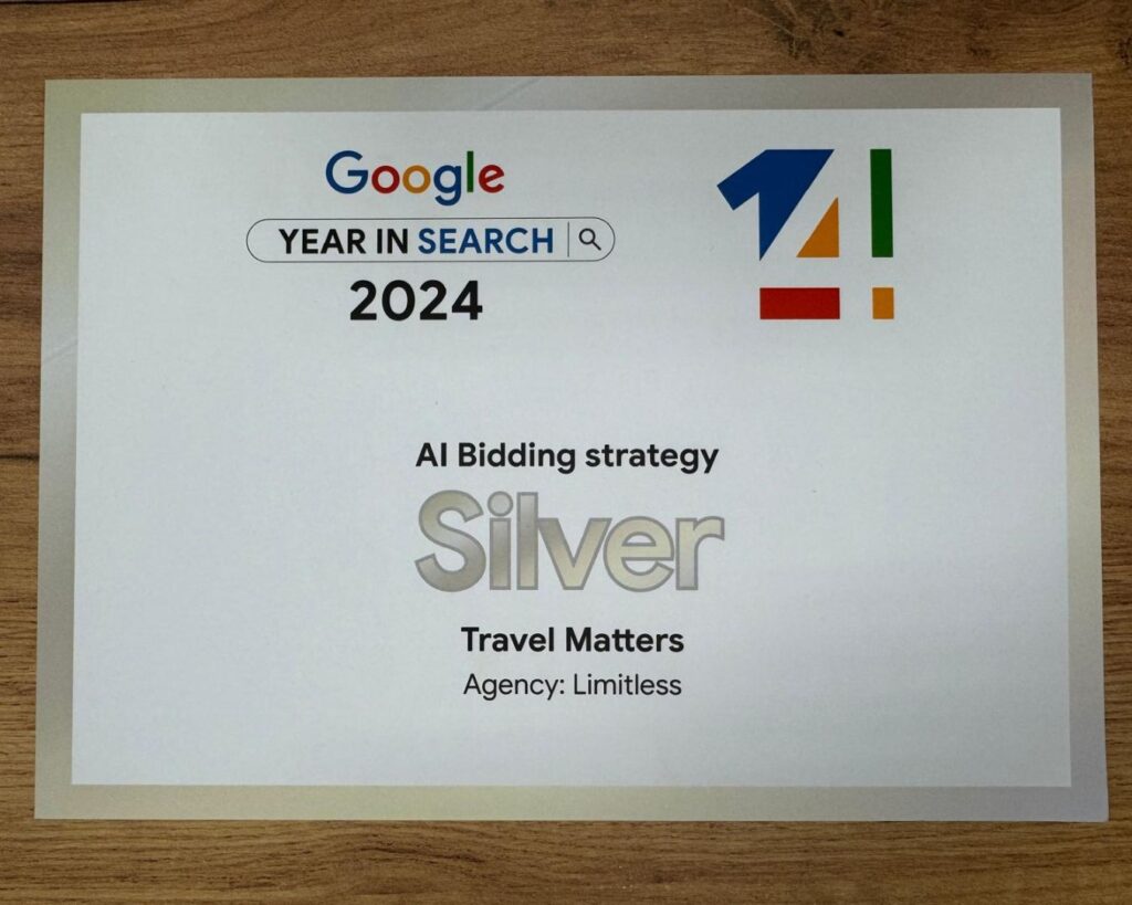 premiu agentie limitless 2024 - premiu acordat de Google pentru excelenta in publicitate si digital marketing