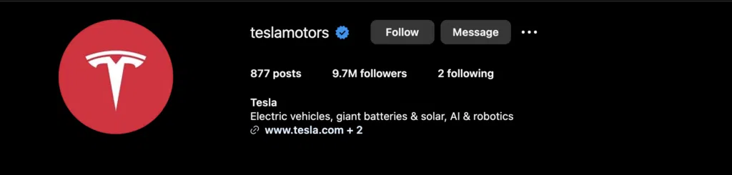 Profilul de Instagram al companiei Tesla - Limitless.ro