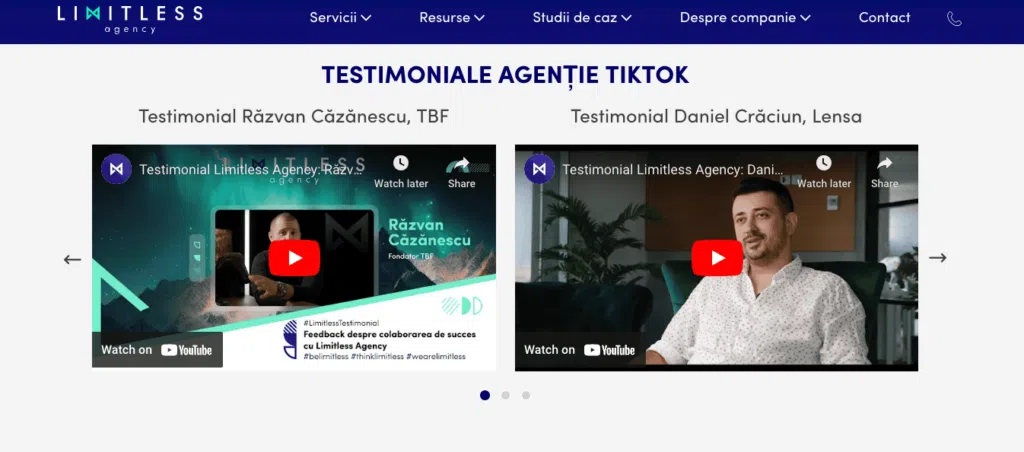 Exemplu de implementare a testimonialelor video