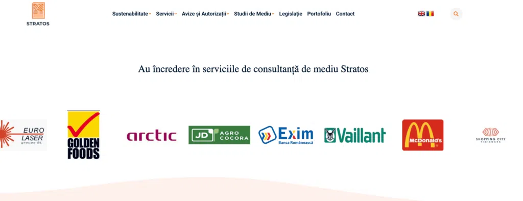 Exemplu de social proof de pe site ul Stratos